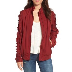 Treasure & Bond Red Syrah Bomber Jacket, Medium